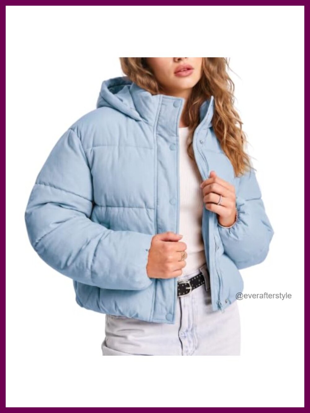 Cropped Puffer Jacket Hooded Quilted Women's Winter Coat